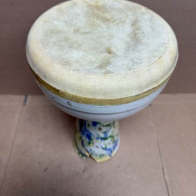World Beat Percussion Ceramic Djembe Hand Drum w/ Original Beater – Cracked Base image 5