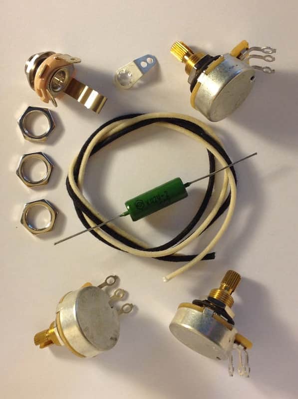 Wiring Harness Kit For J Bass CTS 450G Knurled Pots .1uf Soviet PIO Capacitor image 1