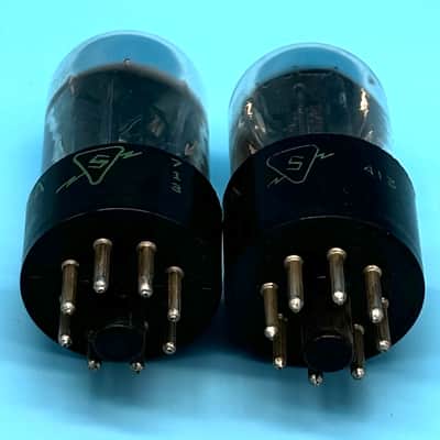 1950s Sylvania 6SN7GTB x2 Vintage Matched Pair Chrome Top Black Plate Tubes!T292 image 4