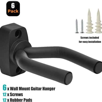 Guitar Wall Hangers, 6 Pack Wall Mount Guitar Holders, Bass Acoustic Electric Guitar Display Stands Wall Hooks for String Instruments Mandolins Banjos Ukuleles, Guitar Accessories, Easy to Install image 2
