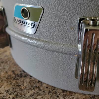 LUDWIG,1979,Grey Textured Painted,Acrolite Snare Drum - 5" X 14" image 13