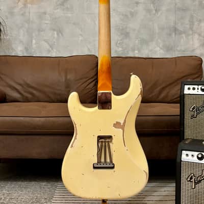 Fender Stratocaster 1962 Glas Custom Olympic White Relic Rosewood 7.4lbs w/ G&G Case image 13