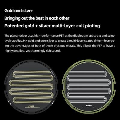 FiiO FT7 Headphones Open-Back Planar 106mm Planar Magnetic Monitor Earphone Gold Diaphragm Carbon Fiber Shell Detachable Cables (Black) image 4