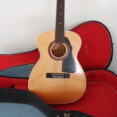 Vintage 1960s Harmony Kay Silvertone Stella Bigger Body Version Of Stella Cowboy Acoustic Concert 00 Size Guitar Made in USA Blonde Clean Time Warp Clean Chipboard Case image 19