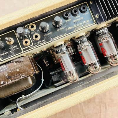 Mesa Boogie Mark III Simul-Class Guitar Amplifier Head Blue Stripe 1989 - Cream & Flame Maple image 12