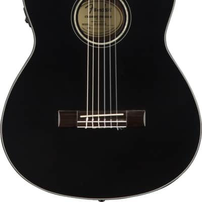 Fender CN-140SCE Nylon Thinline Acoustic Electric Guitar. Walnut FB, Black w/case image 7