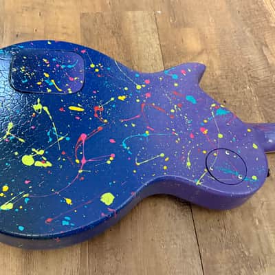 Custom Hand-painted LP Style Guitar - Blue/Purple Splatter Finish image 9