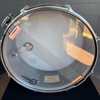 Vintage 60's Rogers Powertone 5x14 Snare Drum in Silver Sparkle with Slingerland Stick Saver Hoops (Rm4) image 5