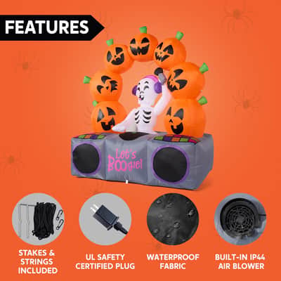 6FT Halloween DJ Skeleton Inflatable w/ Boombox, Lights & Music | Let’s Boogie image 4