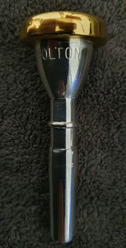 HOLTON cornet mouthpiece, silver and gold 24K plated image 1