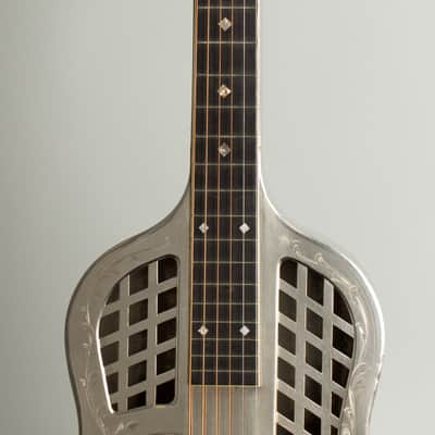 National Style 4 Tricone Squareneck Resophonic Guitar (1932), ser. #2601, original black hard shell case. image 8