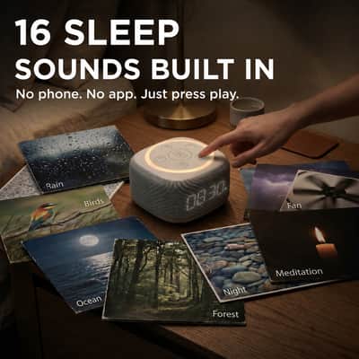 Gemini BRS-180 Bluetooth Home Speaker – Night Light, 15 Sleep Sounds, LED Alarm Clock & Voice-Assistant Button image 7