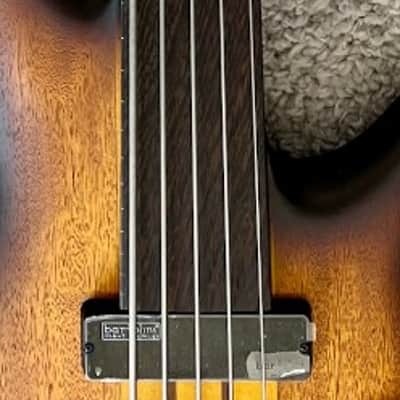Ibanez SRF705BBF Portamento 5-String Fretless Bass, Natural Browned Burst Flat image 7