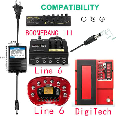 9VAC Power Charger for Line 6 POD XT Live DL4,Pedal Digitech PSS3-120 PSS3120 J-Station GNX2 GNX3 BNX3 GNX4 GNX3000 EX7 RP100-350 RPx400 BP200 Vocal 300 Vx400 EXH VL2 Genesis-3 Guitar Processor image 6