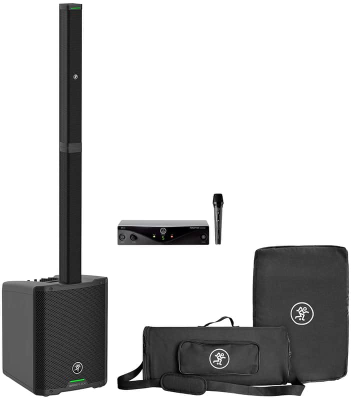 Mackie SRM-Flex 1300w Portable Line Array DJ Speaker PA System w/Sub Bundle with AKG Mic image 1