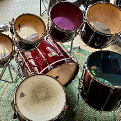 Premier Signia Marquis Rare 7-Piece Kit – 1999 UK Maple – Cherry Red – Flagship Series – w/ Cases EX image 13