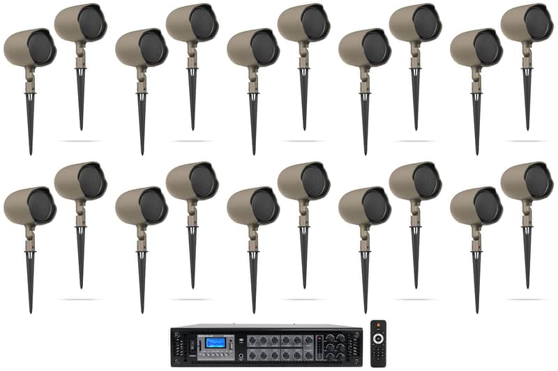 (20) JBL GSF3-TN 3" Landscape Ground Stake/Wall 70v Commercial Speakers+Amp image 1