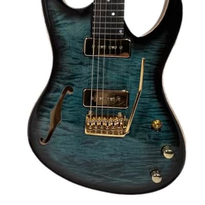 Valenti Guitars Nebula Carved Semi Hollow, Ocean Blue, 1 0f 5, NEW (Authorized Dealer) image 4