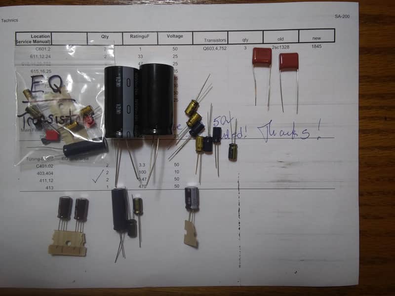 Technics SA-5370 Receiver Restoration Recap Kit image 1