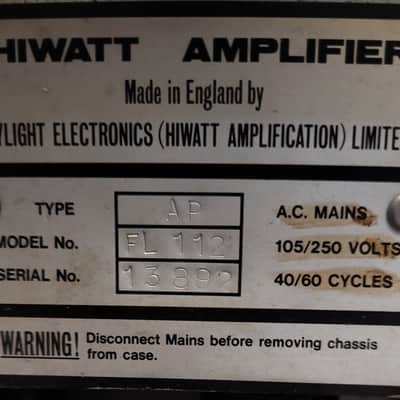 Hiwatt FL112 1970 - Black Tolex image 3