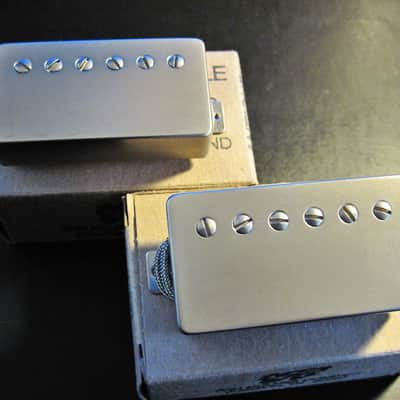 Tom Holmes PAF Humbucker Pickup Set ~ H450, H455 Double Cream Nickel Covers With Peter Green Mod image 8