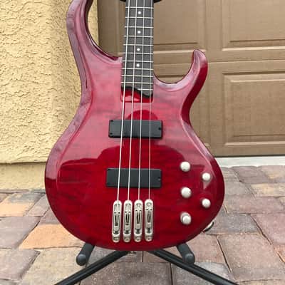 Ibanez BTB QM 4 String Bass - Red Quilt image 1