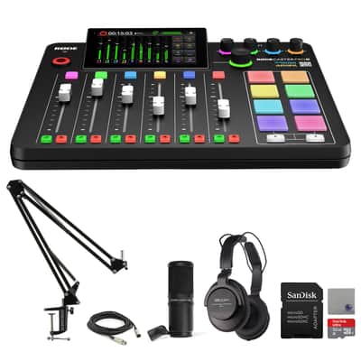 Rode RODECaster Pro II Audio Production Studio Bundle with Zoom ZDM-1 Podcast Mic Pack, StreamEye Adjustable Boom Arm, 32GB microSD Card and StreamEye Polishing Cloth image 2