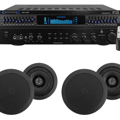 Technical Pro Home Theater Amplifier Receiver+(4) 5.25" Black Ceiling Speakers image 1