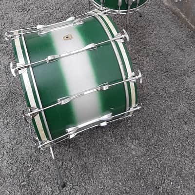 1990's Ludwig Green/Silver Duco 2PC Mach Lug Drum Set (20"x14" BD + 14"x12" FT) image 6