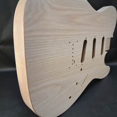 Unfinished Ash SSS Hardtail Tele guitar body - fits Fender Stratocaster necks J2509 image 6