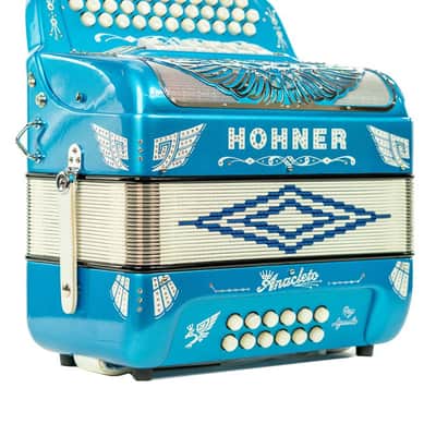 Hohner Anacleto Rey Aguila Two Tone FBE/GCF Compact Accordion - Blue Metallic image 2