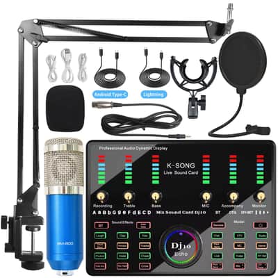 Sound Card Mobile Phone Bluetooth K Song Microphone Condenser Wireless Microphone Sound Card Dedicated Full Set image 17
