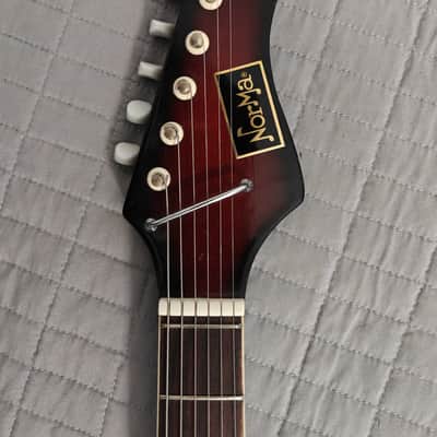Teisco Norma EG 405-2  1960's - Crimson Red Burst w/GOLD FOIL PUPS/FRETWORK image 6