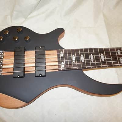 Left handed 6 string bass guitar, neck through body,  2015 Wood image 2