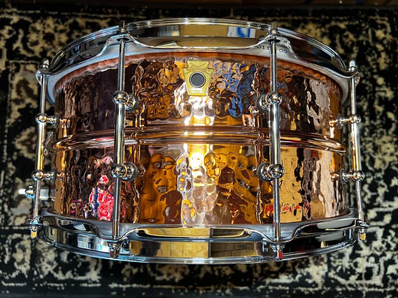 Ludwig LC662KT Hammered Copper Phonic 6.5x14" 10-Lug Snare Drum with Tube Lugs - Polished Copper image 1