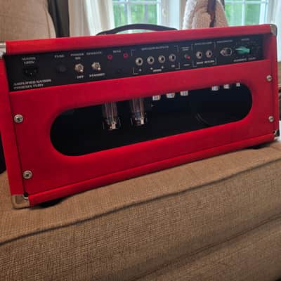 Amplified Nation Phoenix Fury 50-Watt Guitar Amp Head and 2x12 cab. Red Suede. image 3