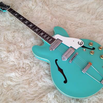 1996 Epiphone Casino TQ Turquoise MIK Peerless Seafoam Surf Green Guitar Korea image 1