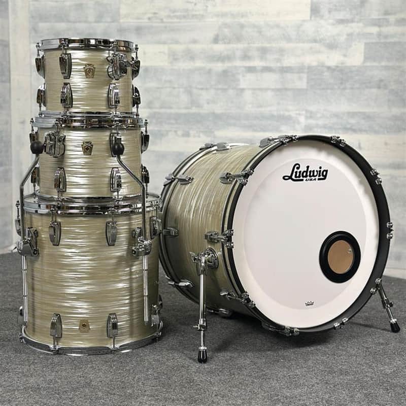 Used Ludwig Classic Maple 4pc Drum Set Olive Oyster - Very Good image 1
