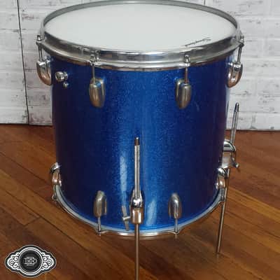 Slingerland early 1960s 3 ply bop toms 12" rack tom 14" floor tom Blue Sparkle image 5