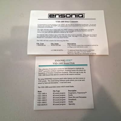 VSD-1000 Sound Disk Manual for Ensoniq VFX