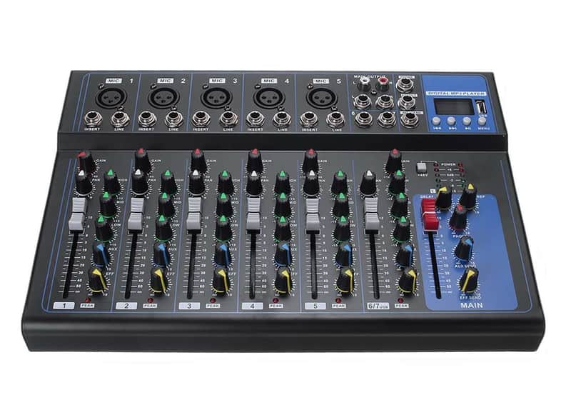 7 Channel Bluetooth Audio Mixer w/ USB MP3 Jack image 1