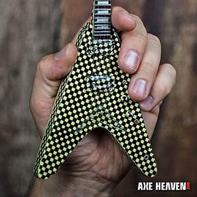 AXE HEAVEN Licensed Rick Nielsen Checkered Flying V MINIATURE Guitar Display image 5