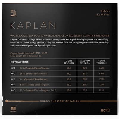 D'Addario K610 3/4M Kaplan Bass image 2