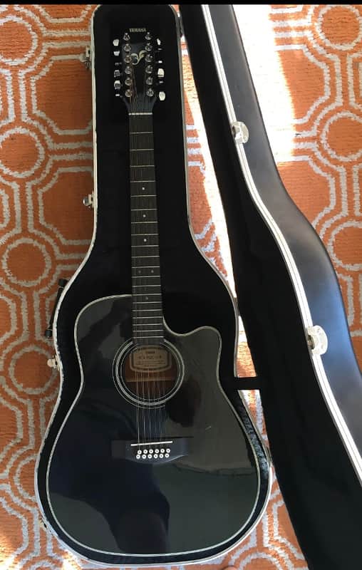 Yamaha FGX-412C-12 BL 1998-2001 Black Acoustic Guitar | Reverb