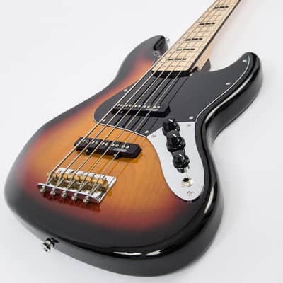 Vintage VJ75 ReIssued Maple Fingerboard Bass Guitar ~ 5-String ~ Sunburst image 4