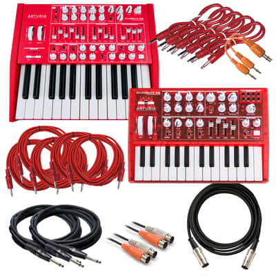 Arturia MiniBrute Red + MicroBrute Red Analog Synthesizers CABLE KIT image 1