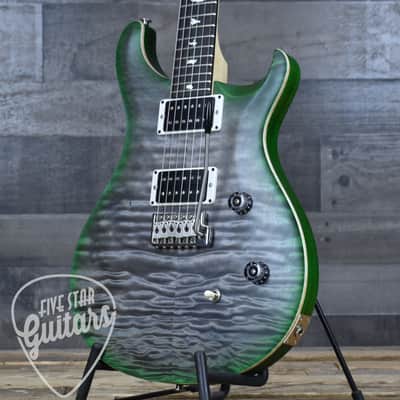 Mint PRS Wood Library CE-24 Satin Quilt Top - Faded Gray Black Green Burst with Gigbag image 12