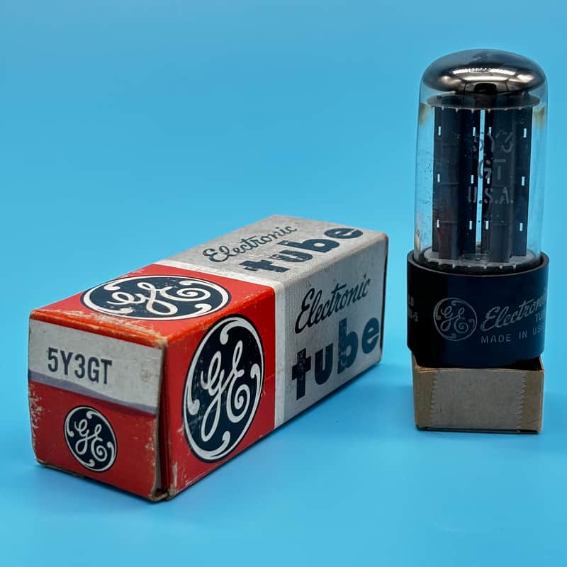 1965 General Electric 5Y3GT Vintage GE Gray Plate Halo Getter Tube! T344 image 1