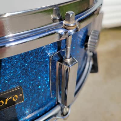 Vintage MIJ Tempro 14x5.5" Snare Drum - Blue Sparkle (168-24) image 4