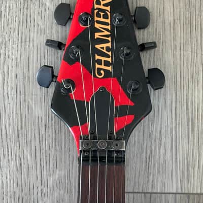 Hamer Vector Flying V 1985 - Red and Black Zulu Bengal Tiger Finish Electric GUI image 4